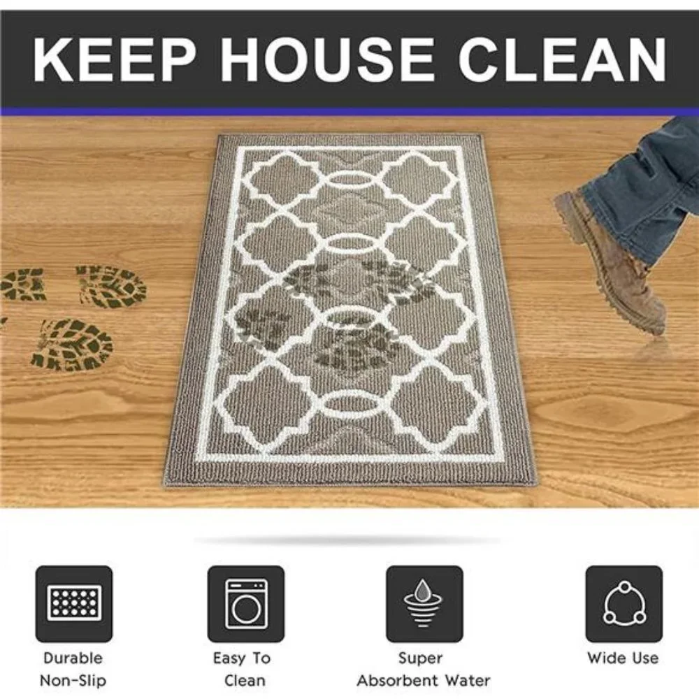 Non-Slip Mats Rubber Backing Door Mat, Absorbent Resist Dirt Doormat (20